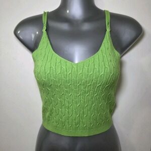 Daisy Lime Green Cable Knit Camisole Womens‎ Small Y2K Crop Tank